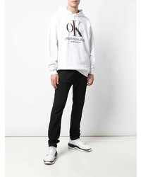 weißer bedruckter Pullover mit einem Kapuze von Calvin Klein Jeans Est. 1978