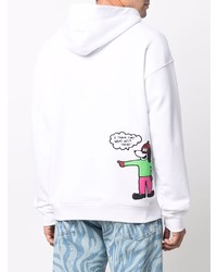 weißer bedruckter Pullover mit einem Kapuze von Moschino