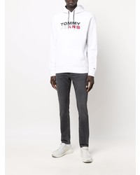 weißer bedruckter Pullover mit einem Kapuze von Tommy Jeans