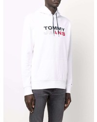 weißer bedruckter Pullover mit einem Kapuze von Tommy Jeans