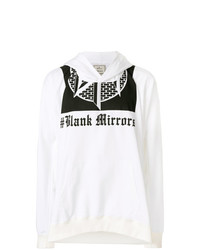 weißer bedruckter Pullover mit einem Kapuze von Maison Mihara Yasuhiro