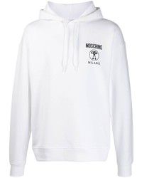 weißer bedruckter Pullover mit einem Kapuze von Moschino