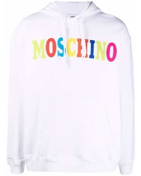 weißer bedruckter Pullover mit einem Kapuze von Moschino