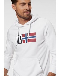 weißer bedruckter Pullover mit einem Kapuze von Napapijri