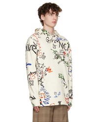 weißer bedruckter Pullover mit einem Kapuze von Givenchy
