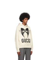 weißer bedruckter Pullover mit einem Kapuze von Gucci