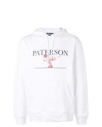 weißer bedruckter Pullover mit einem Kapuze von Paterson.