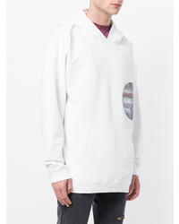 weißer bedruckter Pullover mit einem Kapuze von Paura
