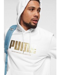 weißer bedruckter Pullover mit einem Kapuze von Puma