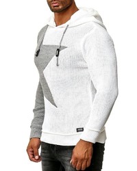 weißer bedruckter Pullover mit einem Kapuze von RUSTY NEAL