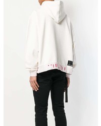 weißer bedruckter Pullover mit einem Kapuze von Unravel Project