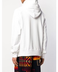 weißer bedruckter Pullover mit einem Kapuze von Sacai