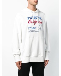 weißer bedruckter Pullover mit einem Kapuze von adidas