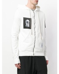 weißer bedruckter Pullover mit einem Kapuze von Rick Owens DRKSHDW