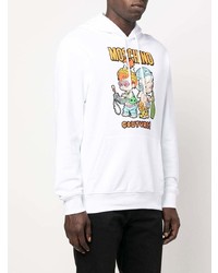 weißer bedruckter Pullover mit einem Kapuze von Moschino