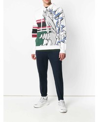 weißer bedruckter Pullover mit einem Kapuze von Iceberg