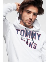 weißer bedruckter Pullover mit einem Kapuze von Tommy Jeans