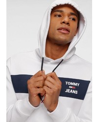 weißer bedruckter Pullover mit einem Kapuze von Tommy Jeans