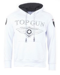 weißer bedruckter Pullover mit einem Kapuze von TOP GUN