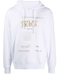 weißer bedruckter Pullover mit einem Kapuze von VERSACE JEANS COUTURE