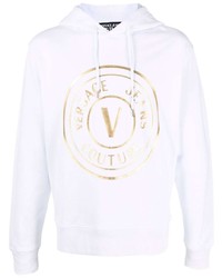 weißer bedruckter Pullover mit einem Kapuze von VERSACE JEANS COUTURE