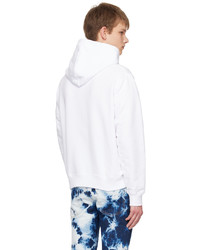 weißer bedruckter Pullover mit einem Kapuze von DSQUARED2