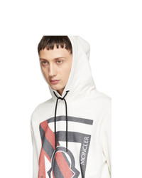 weißer bedruckter Pullover mit einem Kapuze von Moncler Genius