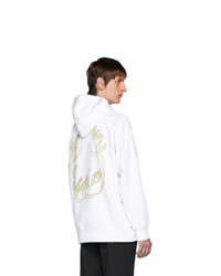 weißer bedruckter Pullover mit einem Kapuze von Acne Studios