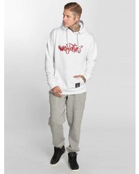 weißer bedruckter Pullover mit einem Kapuze von Who Shot Ya?