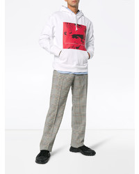 weißer bedruckter Pullover mit einem Kapuze von Calvin Klein 205W39nyc