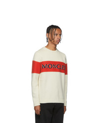 weißer bedruckter Pullover mit einem Rundhalsausschnitt von Moncler Genius