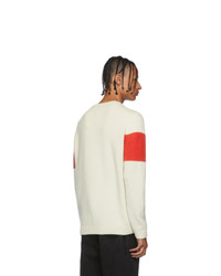 weißer bedruckter Pullover mit einem Rundhalsausschnitt von Moncler Genius