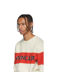 weißer bedruckter Pullover mit einem Rundhalsausschnitt von Moncler Genius