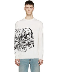 weißer bedruckter Pullover mit einem Rundhalsausschnitt von Alexander McQueen