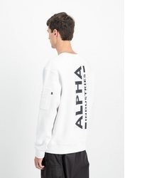 weißer bedruckter Pullover mit einem Rundhalsausschnitt von Alpha Industries