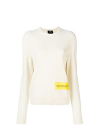 weißer bedruckter Pullover mit einem Rundhalsausschnitt von Calvin Klein 205W39nyc