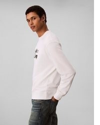weißer bedruckter Pullover mit einem Rundhalsausschnitt von Calvin Klein