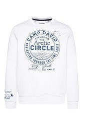 weißer bedruckter Pullover mit einem Rundhalsausschnitt von Camp David