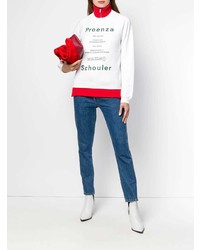 weißer bedruckter Pullover mit einem Rundhalsausschnitt von Proenza Schouler