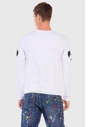 weißer bedruckter Pullover mit einem Rundhalsausschnitt von Cipo & Baxx
