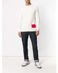 weißer bedruckter Pullover mit einem Rundhalsausschnitt von Calvin Klein Jeans