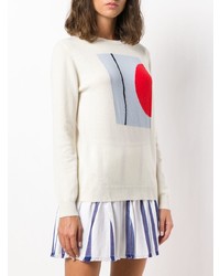 weißer bedruckter Pullover mit einem Rundhalsausschnitt von Chinti & Parker