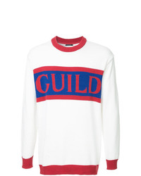weißer bedruckter Pullover mit einem Rundhalsausschnitt von GUILD PRIME