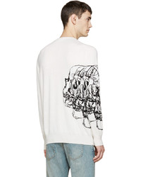 weißer bedruckter Pullover mit einem Rundhalsausschnitt von Alexander McQueen