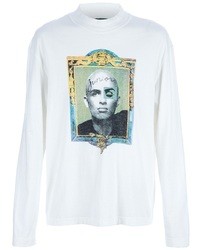 weißer bedruckter Pullover mit einem Rundhalsausschnitt von Jean Paul Gaultier