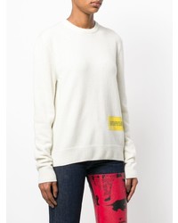 weißer bedruckter Pullover mit einem Rundhalsausschnitt von Calvin Klein 205W39nyc