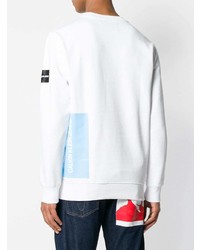 weißer bedruckter Pullover mit einem Rundhalsausschnitt von Calvin Klein Jeans