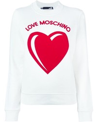 weißer bedruckter Pullover mit einem Rundhalsausschnitt von Love Moschino