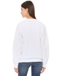 weißer bedruckter Pullover mit einem Rundhalsausschnitt