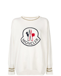 weißer bedruckter Pullover mit einem Rundhalsausschnitt von Moncler